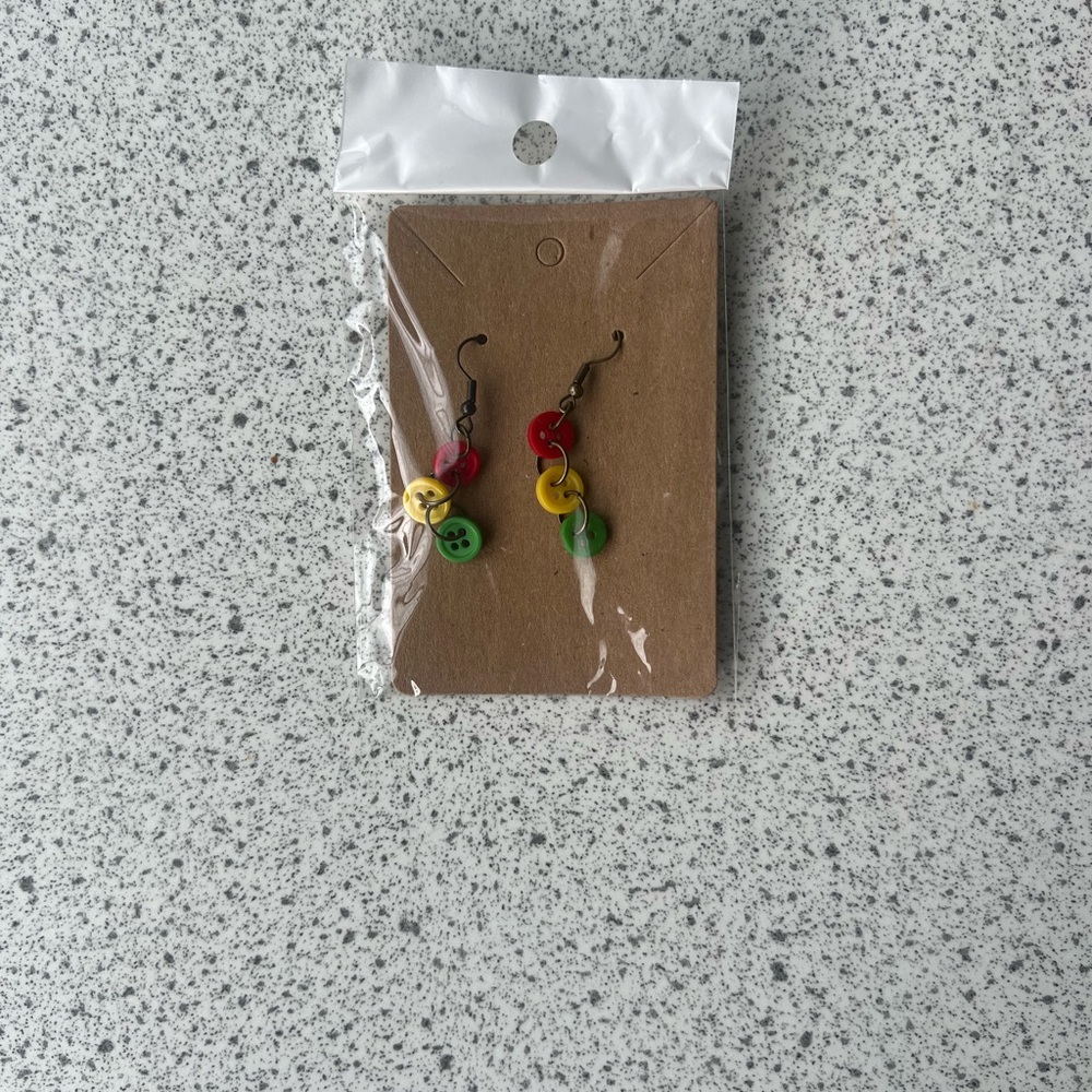 Rasta Colorful Button Earrings